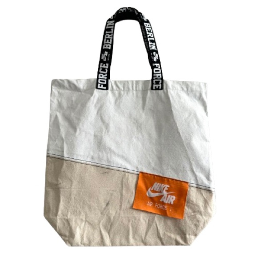 Nike Berlin Air Force 1 Coated Canvas Tote Bag Unisex Streetwear Cream Orange